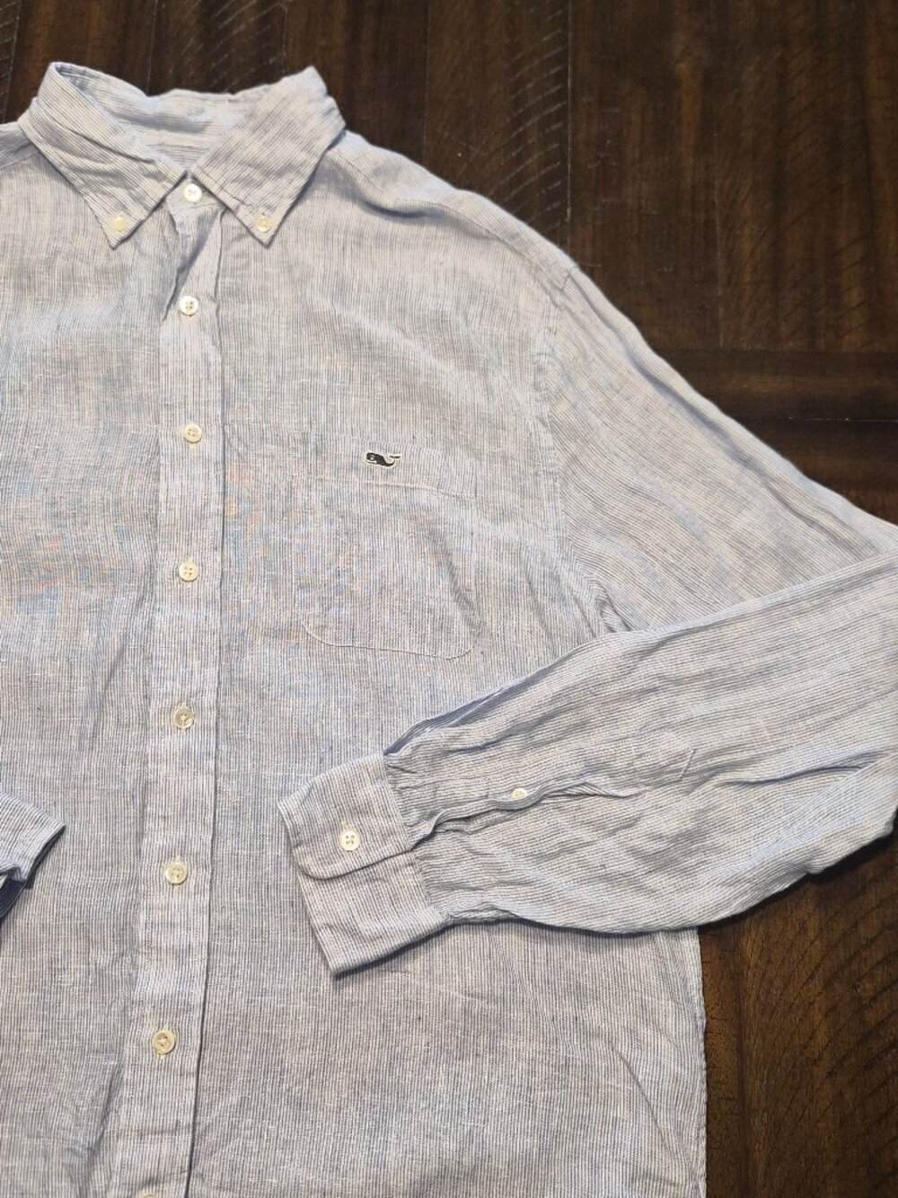 Vineyard Vines Linen Shirt Mens Size L Classic Fit Tucker Blue Button Down G746